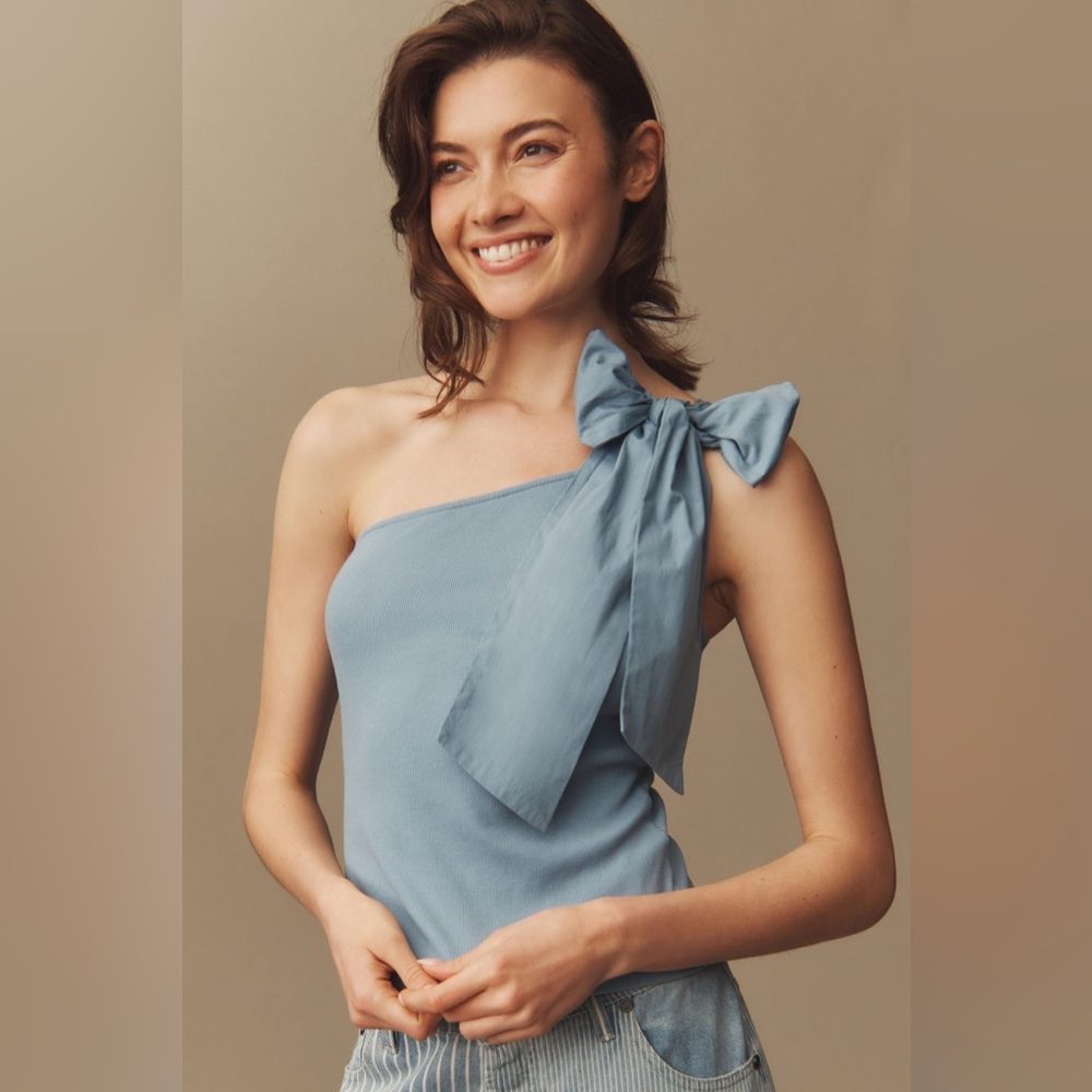 ANTHROPOLOGIE One Shoulder Bow Tank